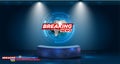 Table and breaking news banner background in the news studio . vector illustration